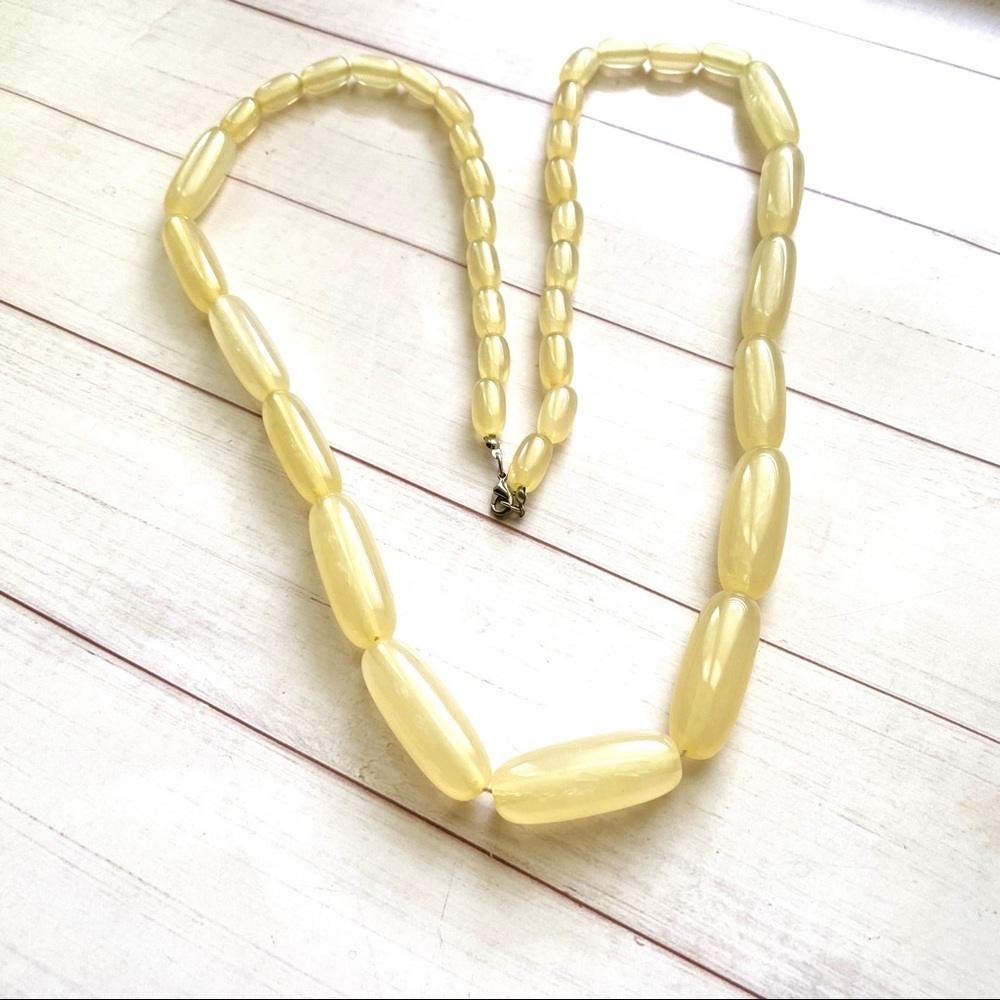 Pale Yellow Long Necklace